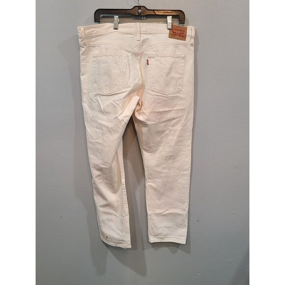 Levis 501 Jeans Women's Size 32 Denim White Straight Leg Distressed Button Fly - Picture 6 of 12